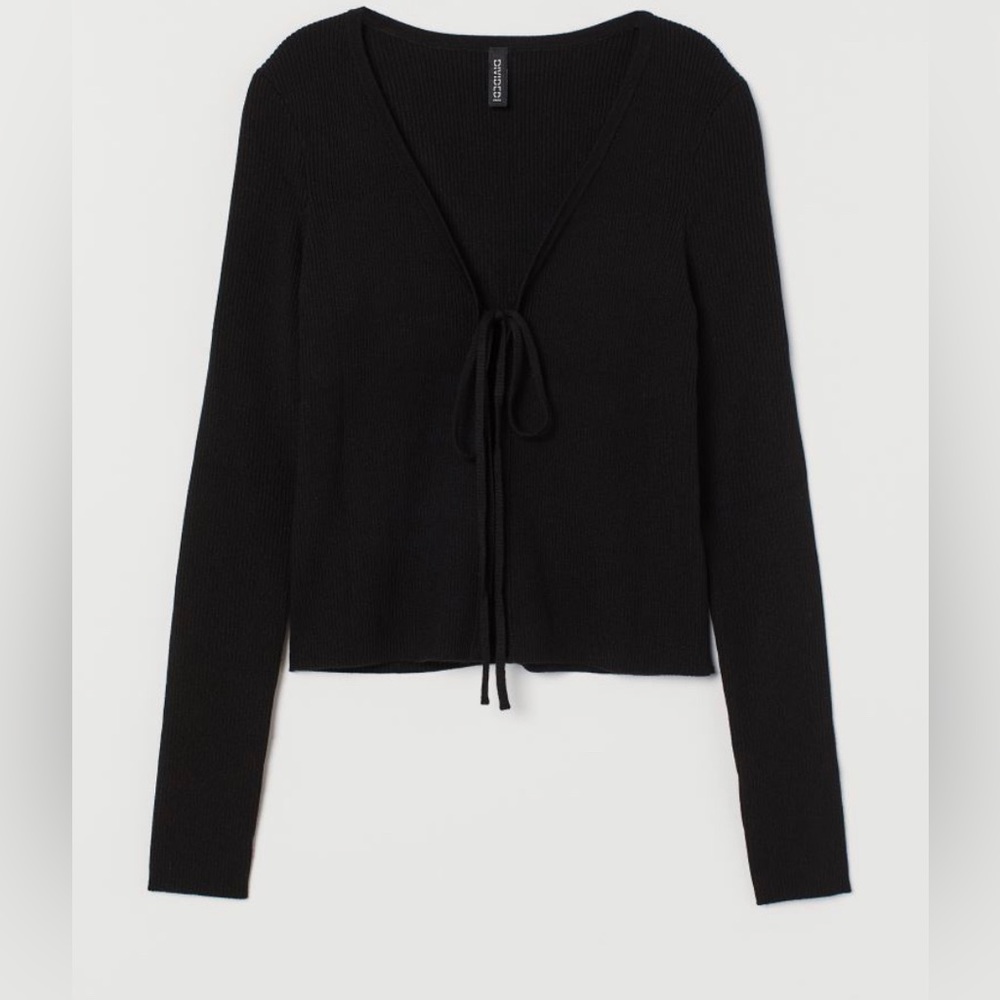 H&M black tie front cardigan